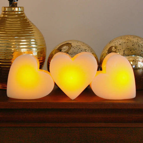 3D Heart Flameless Candle, Set of 3