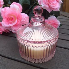 Shabby Chic Pink Glass Candle Jar Tea Light Holder Home Gift Rose Scented