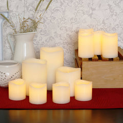 Melted Edge Flameless Wax 11-Candle Centerpiece Set, Ivory