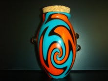 Multicolored Hand blown stash Jar by Molino Glass