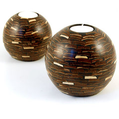 Round Coconut Marquetry Candle Holder