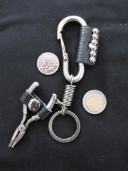 Biker Style Key Chain And Accessory Tool With Genuine Leather Accents