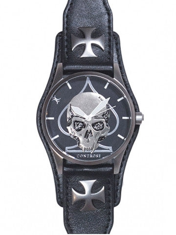 "SKULL AND SPADE" WATCH BY CONTROSE (BLACK)