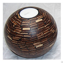 Round coconut marquetry candle holder (small)
