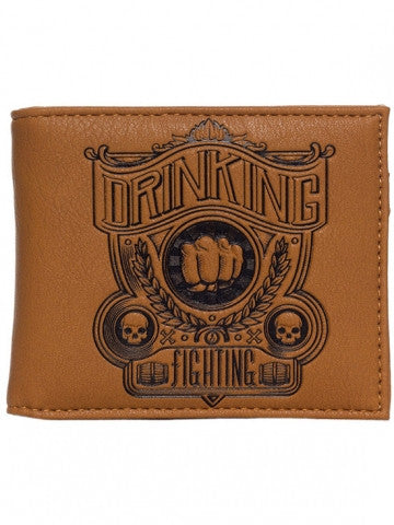 "DRINKING AND FIGHTING" WALLET BY SOURPUSS CLOTHING (BROWN)