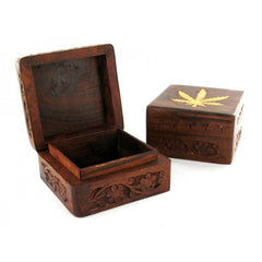 Wooden Stash Box with Leaf