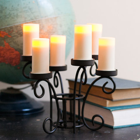 Ella Scroll 6-Votive Centerpiece with Auto Timer