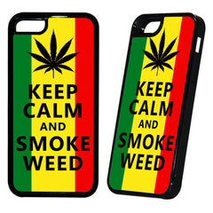 Keep Calm & Smoke Weed Cannabis Drugs Rasta Phone Cover Case Marijuana Smoke