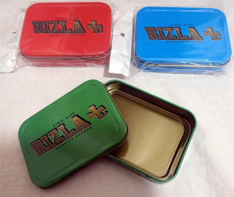 Large 2oz King Size Tobacco Stash Rizla Smoking Gift Tin Red/Blue/Green