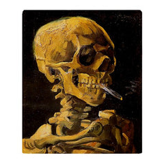 Van Gogh Skull With Burning Cigarett Throw Blanket
